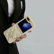Looopix Dior-Inspired Quilted Samsung Z Flip Case with Card Holder – Available for Z Flip 3, 4, 5, and 6