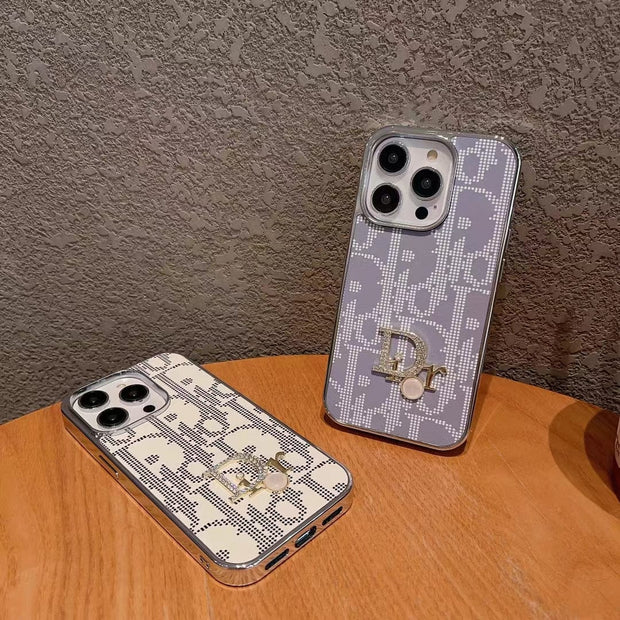 Looopix Dior iPhone Cases with Iconic Pattern and Pearl Accent