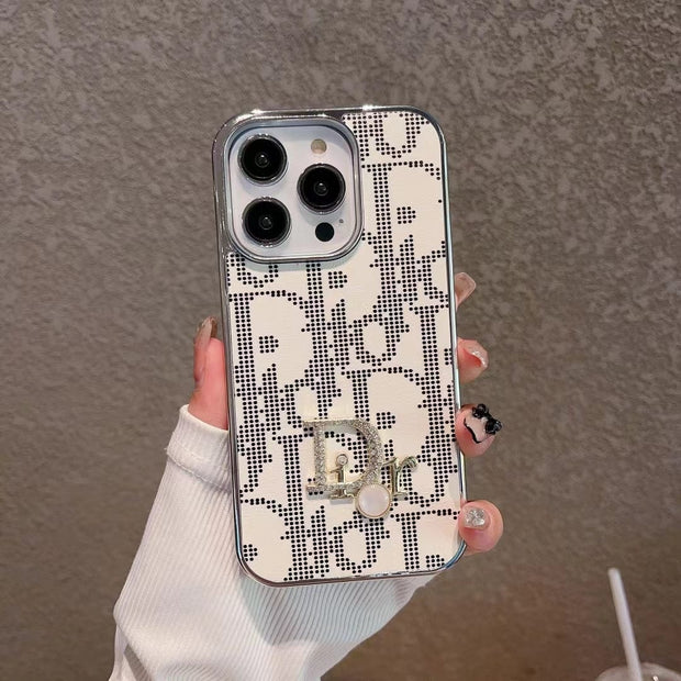 Looopix Dior iPhone Cases with Iconic Pattern and Pearl Accent