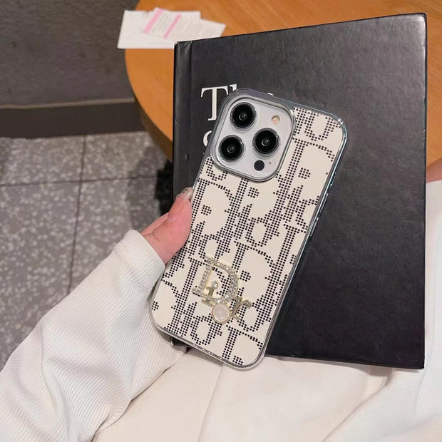 Looopix Dior iPhone Cases with Iconic Pattern and Pearl Accent