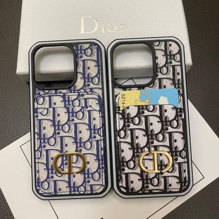 Looopix Dior Monogram iPhone Cases with Card Holder - Dual Design Collection