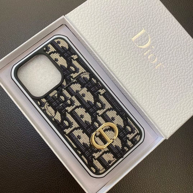 Looopix Dior Monogram iPhone Cases with Gold "CD" Logo and Card Holder - Signature Series
