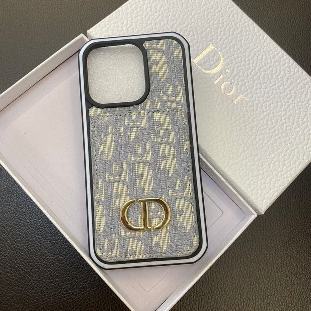 Looopix Dior Monogram iPhone Cases with Gold "CD" Logo and Card Holder - Signature Series