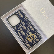 Looopix Dior Monogram iPhone Cases with Gold "CD" Logo and Card Holder - Signature Series