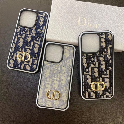 Looopix Dior Monogram iPhone Cases with Gold "CD" Logo and Card Holder - Signature Series