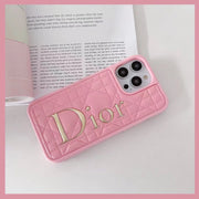 Looopix Dior Quilted Leather iPhone Cases with Embossed Logo