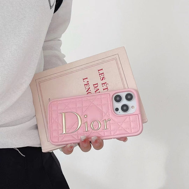 Looopix Dior Quilted Leather iPhone Cases with Embossed Logo