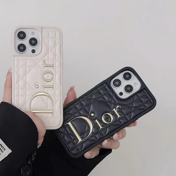 Looopix Dior Quilted Leather iPhone Cases with Embossed Logo