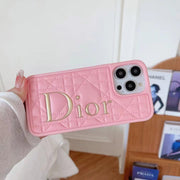 Looopix Dior Quilted Leather iPhone Cases with Embossed Logo