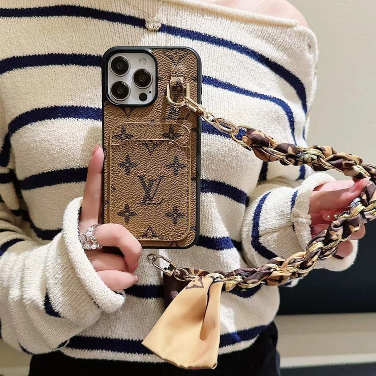 Looopix Elegant Louis Vuitton iPhone Case with Handle & Buit-in Card Holder