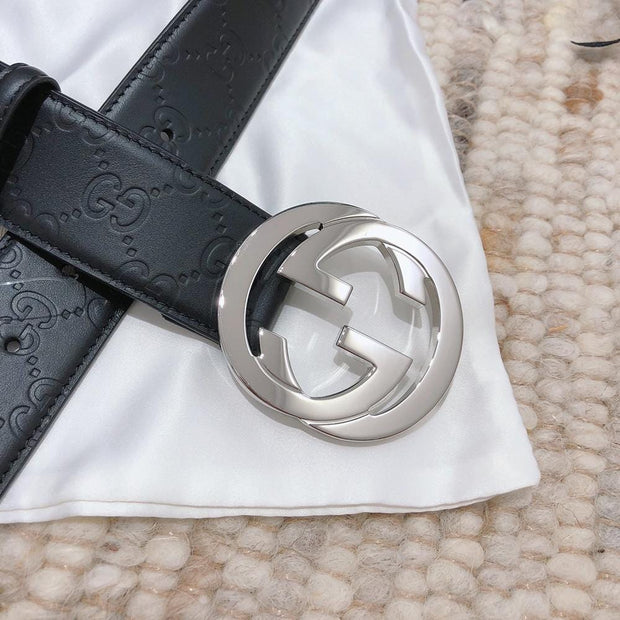 Looopix Engraved Black Gucci Belt - SiLouis Vuittoner Gucci Buckle