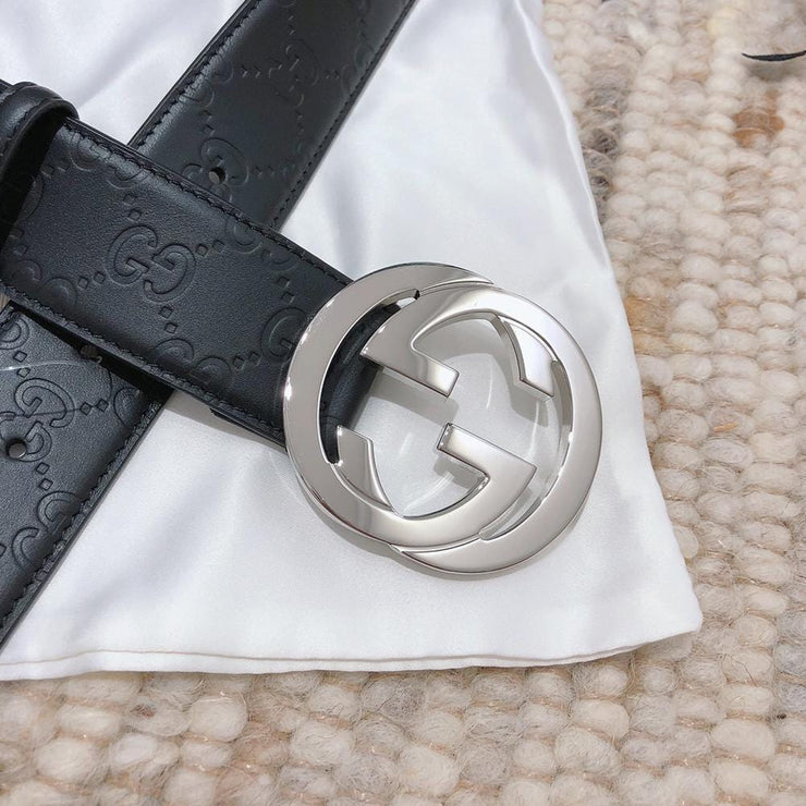 Looopix Engraved Black Gucci Belt - SiLouis Vuittoner Gucci Buckle