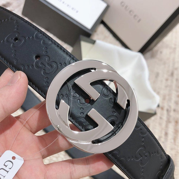 Looopix Engraved Black Gucci Belt - SiLouis Vuittoner Gucci Buckle