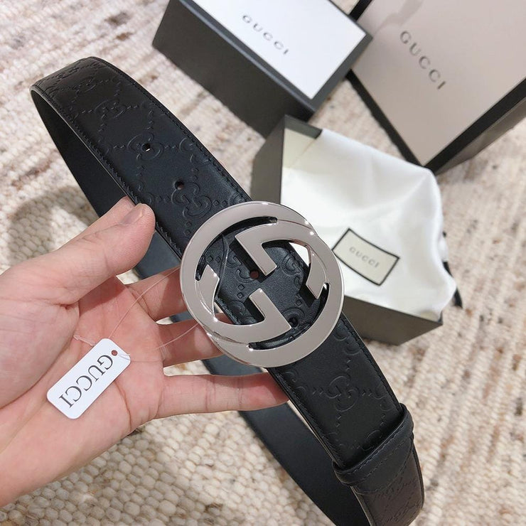 Looopix Engraved Black Gucci Belt - SiLouis Vuittoner Gucci Buckle