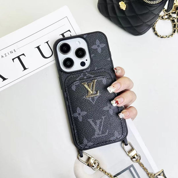 Looopix Fashioned Back Pocket Louis Vuitton iPhone Case | Charming chain holder