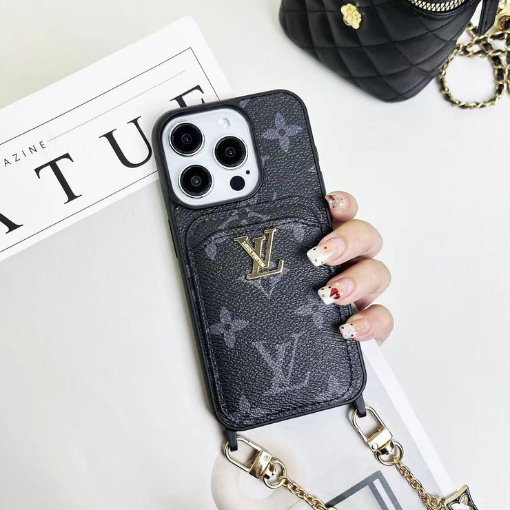 Looopix Fashioned Back Pocket Louis Vuitton iPhone Case | Charming chain holder