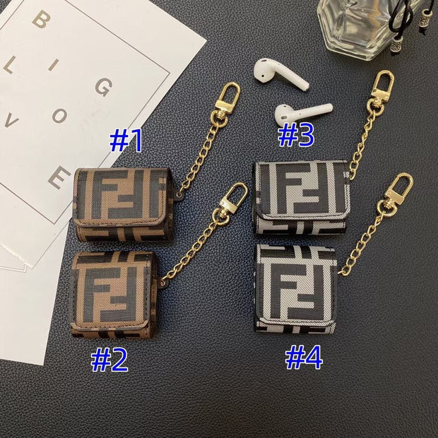 Looopix Fendi Monogram Airpod Covers with Gold Chain