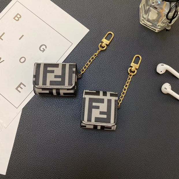 Looopix Fendi Monogram Airpod Covers with Gold Chain