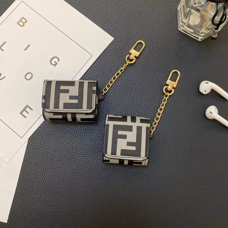 Looopix Fendi Monogram Airpod Covers with Gold Chain