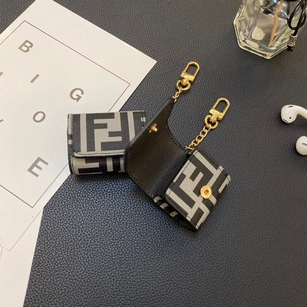 Looopix Fendi Monogram Airpod Covers with Gold Chain