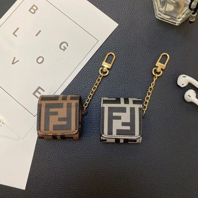 Looopix Fendi Monogram Airpod Covers with Gold Chain