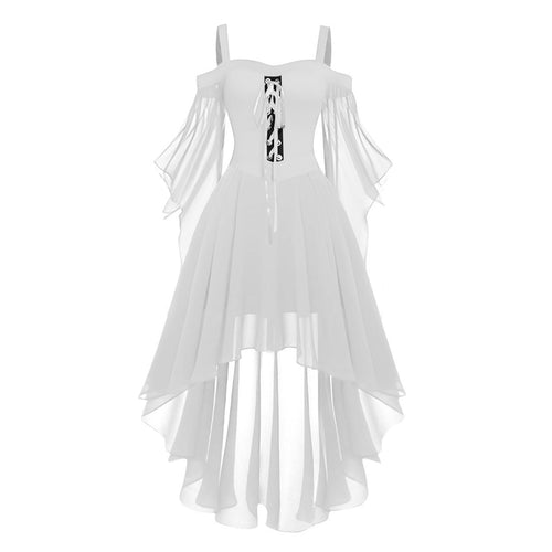 Looopix Gothic Dress Long Viking Dress Halloween Dress Plus Long Gothic Dresses for Women Halloween Gothic Dress Enchanted Dress Witch Dress for Halloween Witch Dress White 3XL