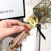 Looopix Gucci Brown Leather Gucci Belt for women