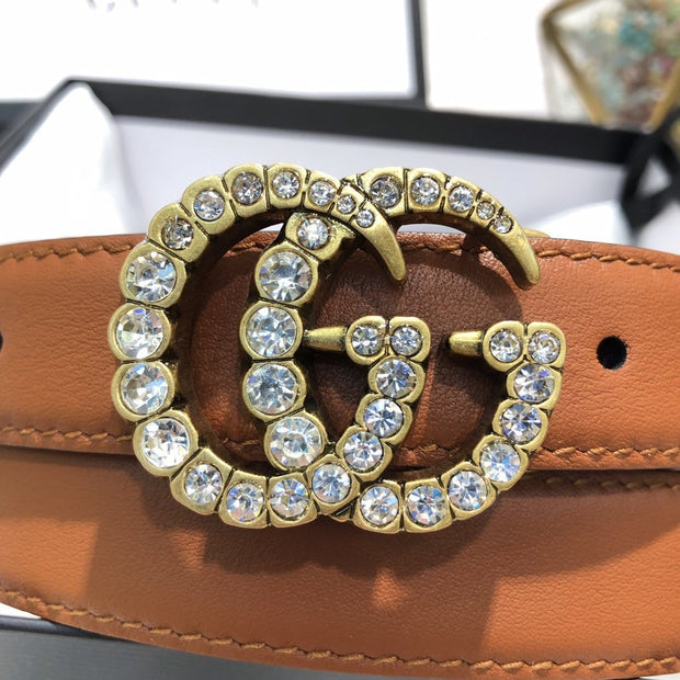 Looopix Gucci Brown Leather Gucci Belt for women