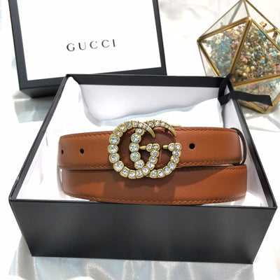 Looopix Gucci Brown Leather Gucci Belt for women