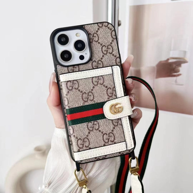 Looopix Gucci iPhone 15 Case with Wrist Strap