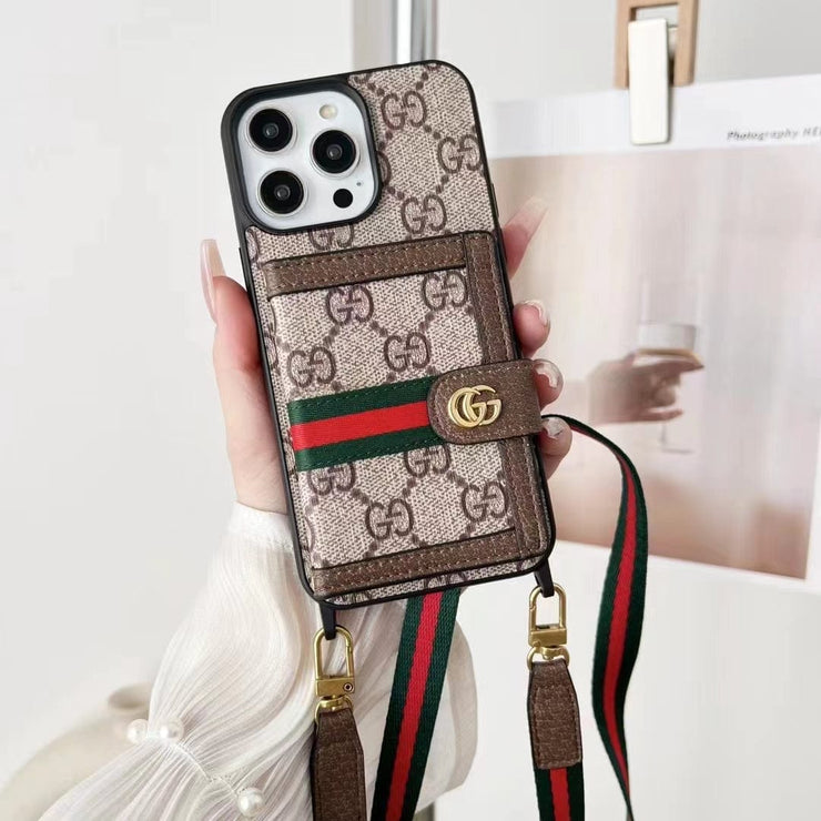 Looopix Gucci iPhone 15 Case with Wrist Strap