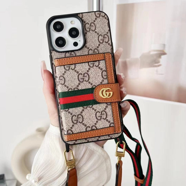 Looopix Gucci iPhone 15 Case with Wrist Strap
