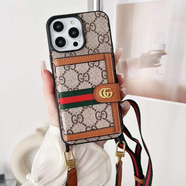 Looopix Gucci iPhone 15 Case with Wrist Strap