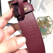 Looopix Gucci Mahogany Leather Belt - Glamorous Buckle