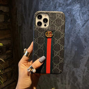 Looopix Gucci Monogram Canvas iPhone Case with Stripe Detail