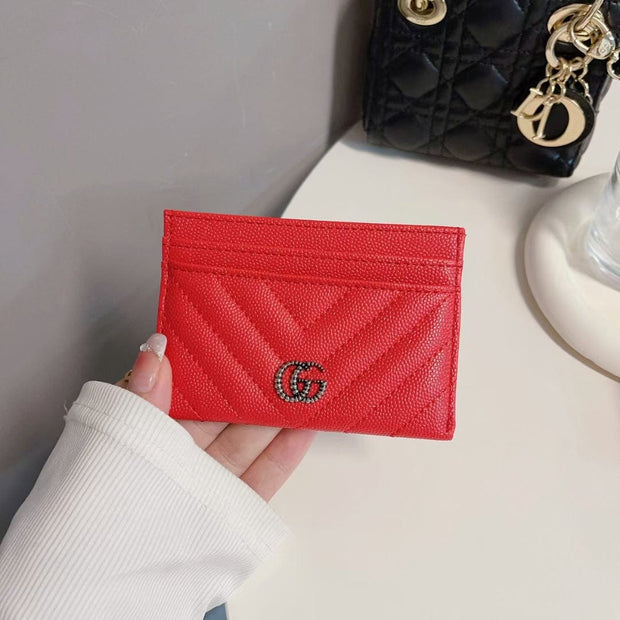 Looopix Gucci Quilted Leather Card Holders Wallet with Double G Logo - Set of Six
