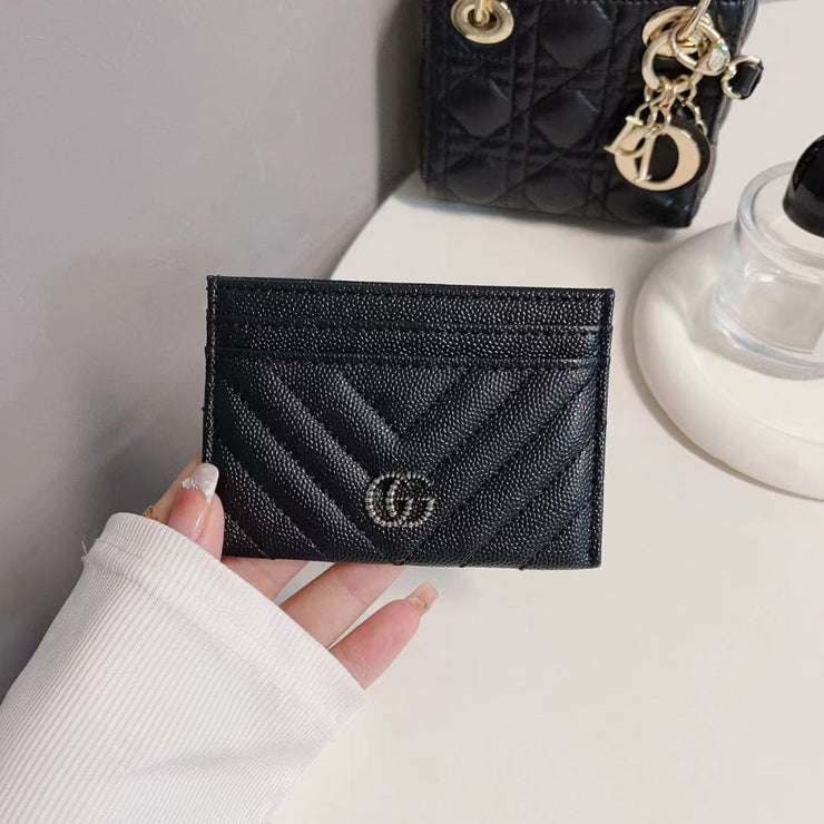 Looopix Gucci Quilted Leather Card Holders Wallet with Double G Logo - Set of Six