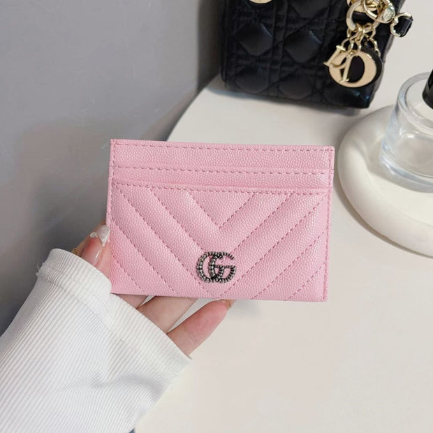 Looopix Gucci Quilted Leather Card Holders Wallet with Double G Logo - Set of Six