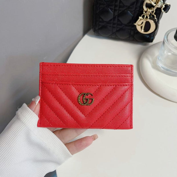 Looopix Gucci Quilted Leather Card Holders Wallet with Double G Logo - Set of Six