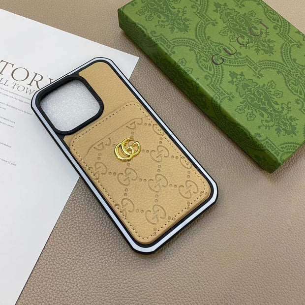 Looopix iphone 12 - 16 Pro Max Luxury Emboss Gucci With Cash Card Holder