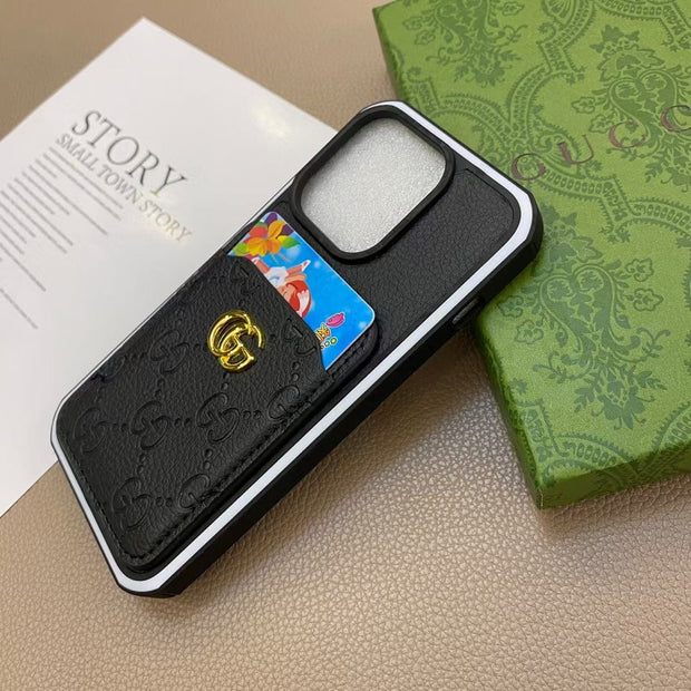 Looopix iphone 12 - 16 Pro Max Luxury Emboss Gucci With Cash Card Holder