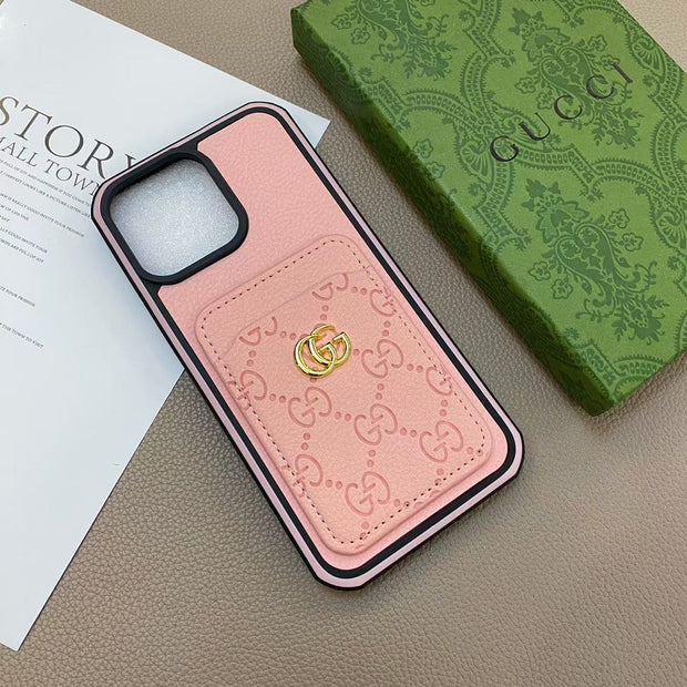 Looopix iphone 12 - 16 Pro Max Luxury Emboss Gucci With Cash Card Holder
