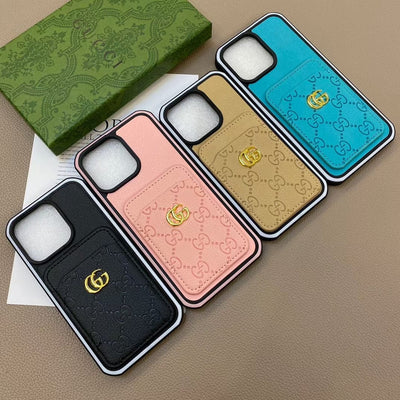Looopix iphone 12 - 16 Pro Max Luxury Emboss Gucci With Cash Card Holder