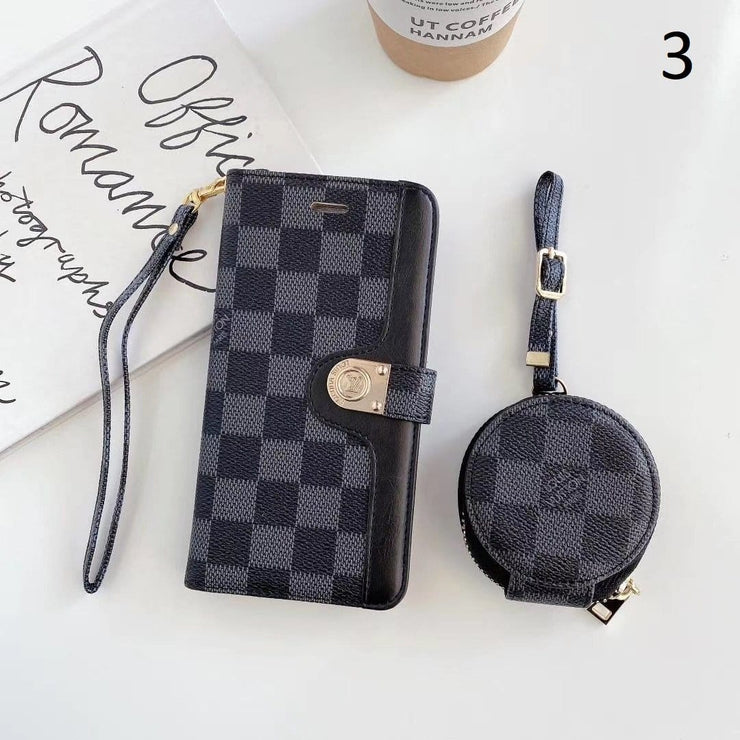 Looopix Leather Folio Louis Vuitton And Gucci iPhone Case for iphone 12, iphone 13 + FREE AIRPODS PRO CASE