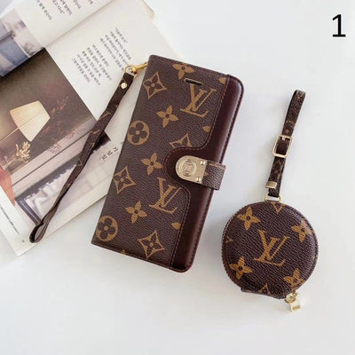Looopix Leather Folio Louis Vuitton And Gucci iPhone Case for iphone 12, iphone 13 + FREE AIRPODS PRO CASE