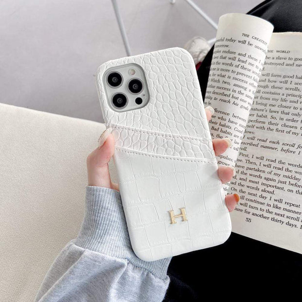 Looopix Leather Hermes iphone Case With Double Card Holder