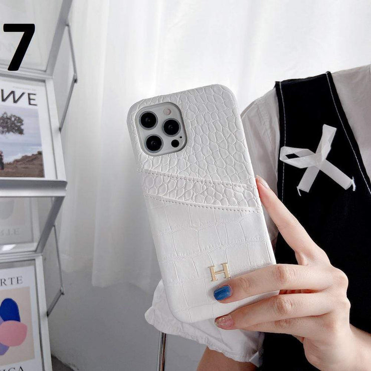 Looopix Leather Hermes iphone Case With Double Card Holder