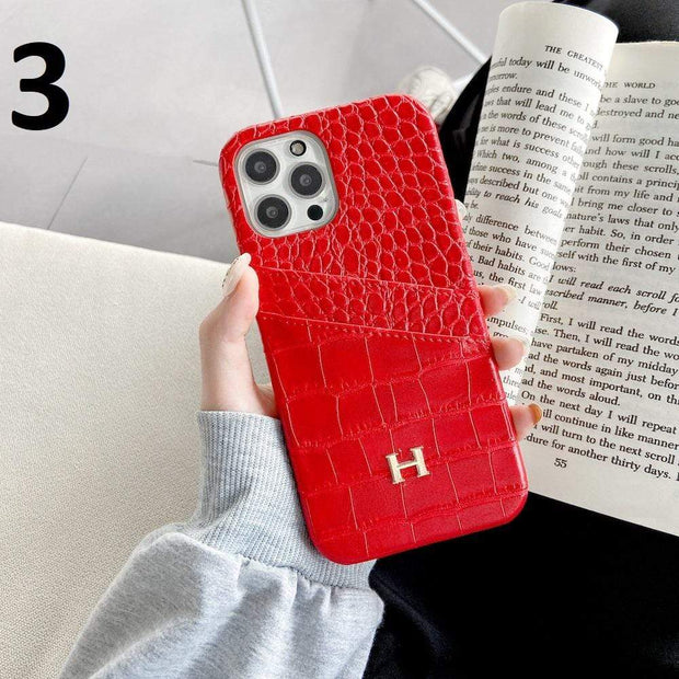 Looopix Leather Hermes iphone Case With Double Card Holder