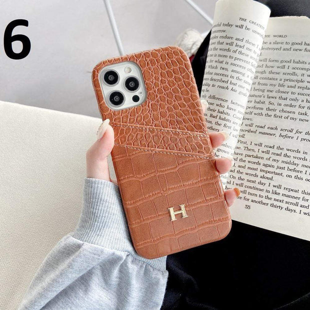 Looopix Leather Hermes iphone Case With Double Card Holder
