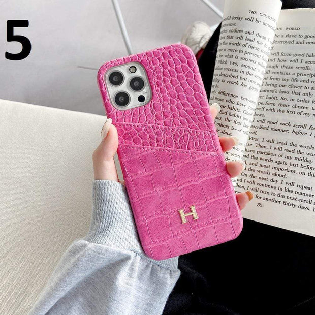 Looopix Leather Hermes iphone Case With Double Card Holder